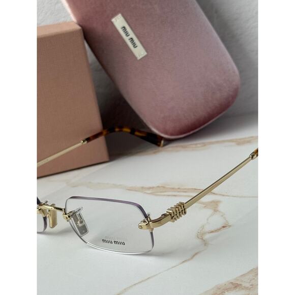 NEW Miu Miu M50YV Gold Rimless Metal Eyeglasses Frames main image 6